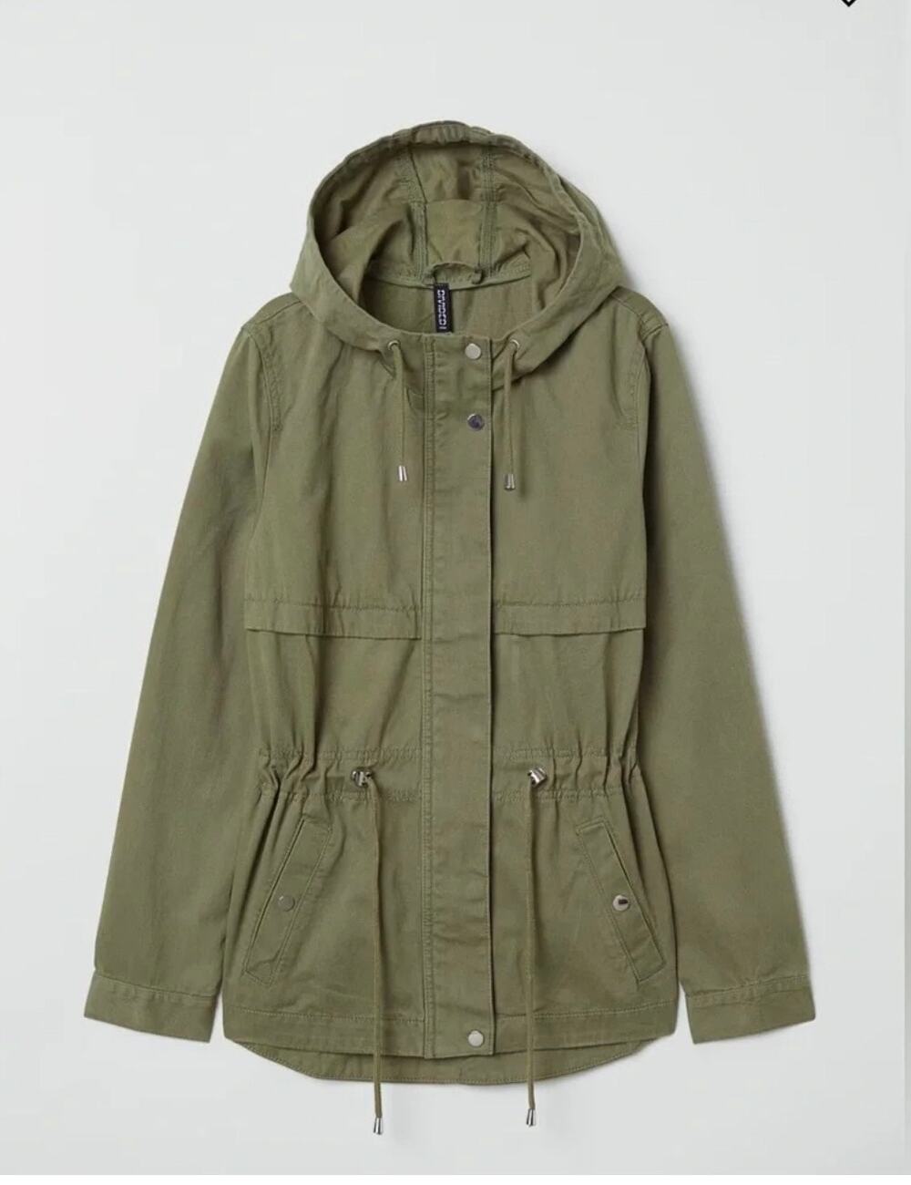 H&M Olive Green Utility Lightweight Cotton Hooded Jacket Girls 13-14Y Gorpcore